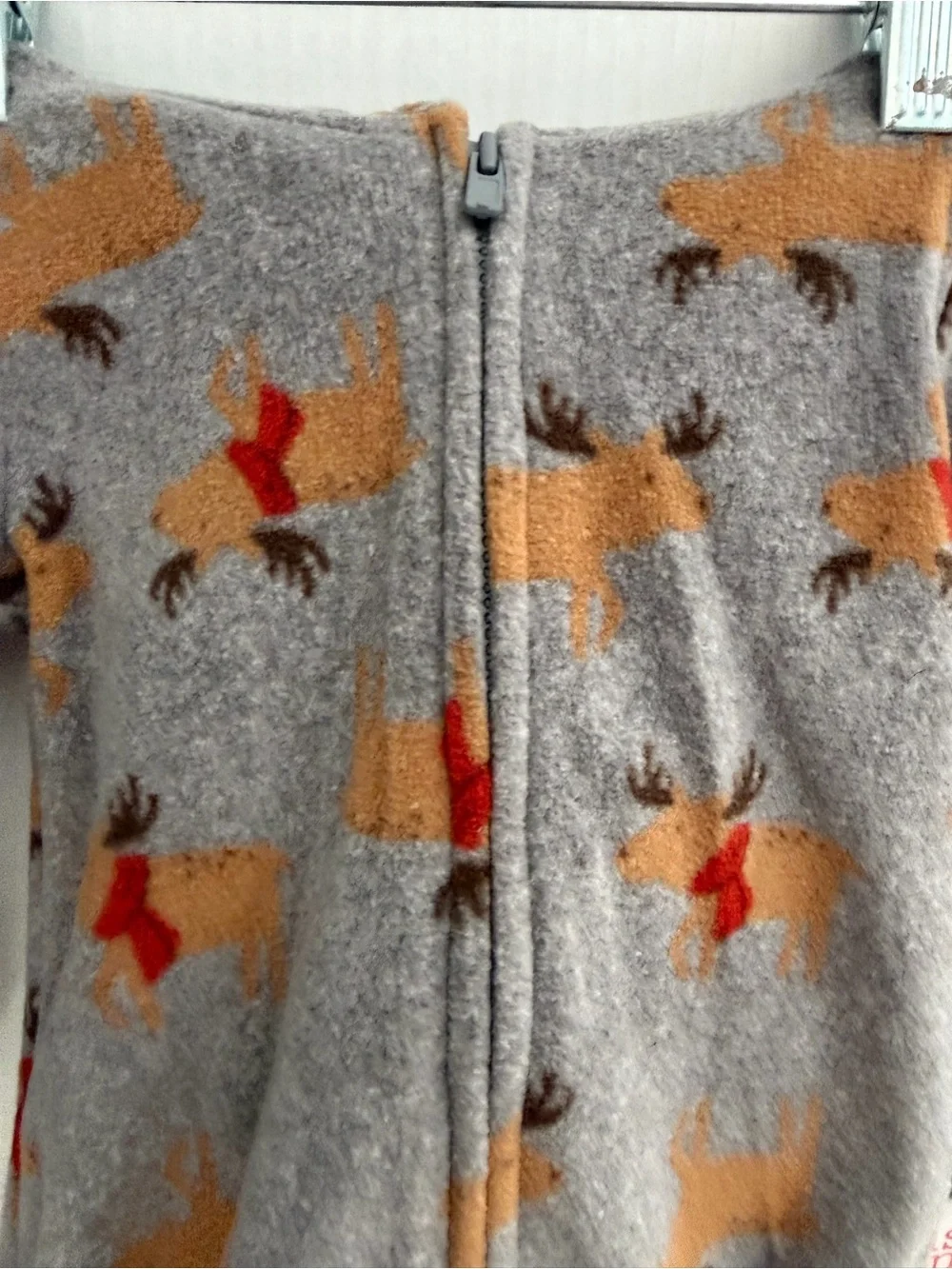 Just One You By Carter's Gray Moose-Print Fleece Footie One-Piece